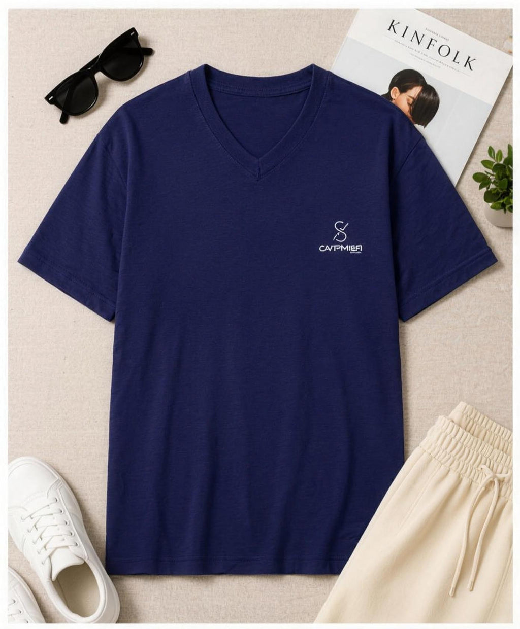 Plain Unisex V Neck T-Shirt
