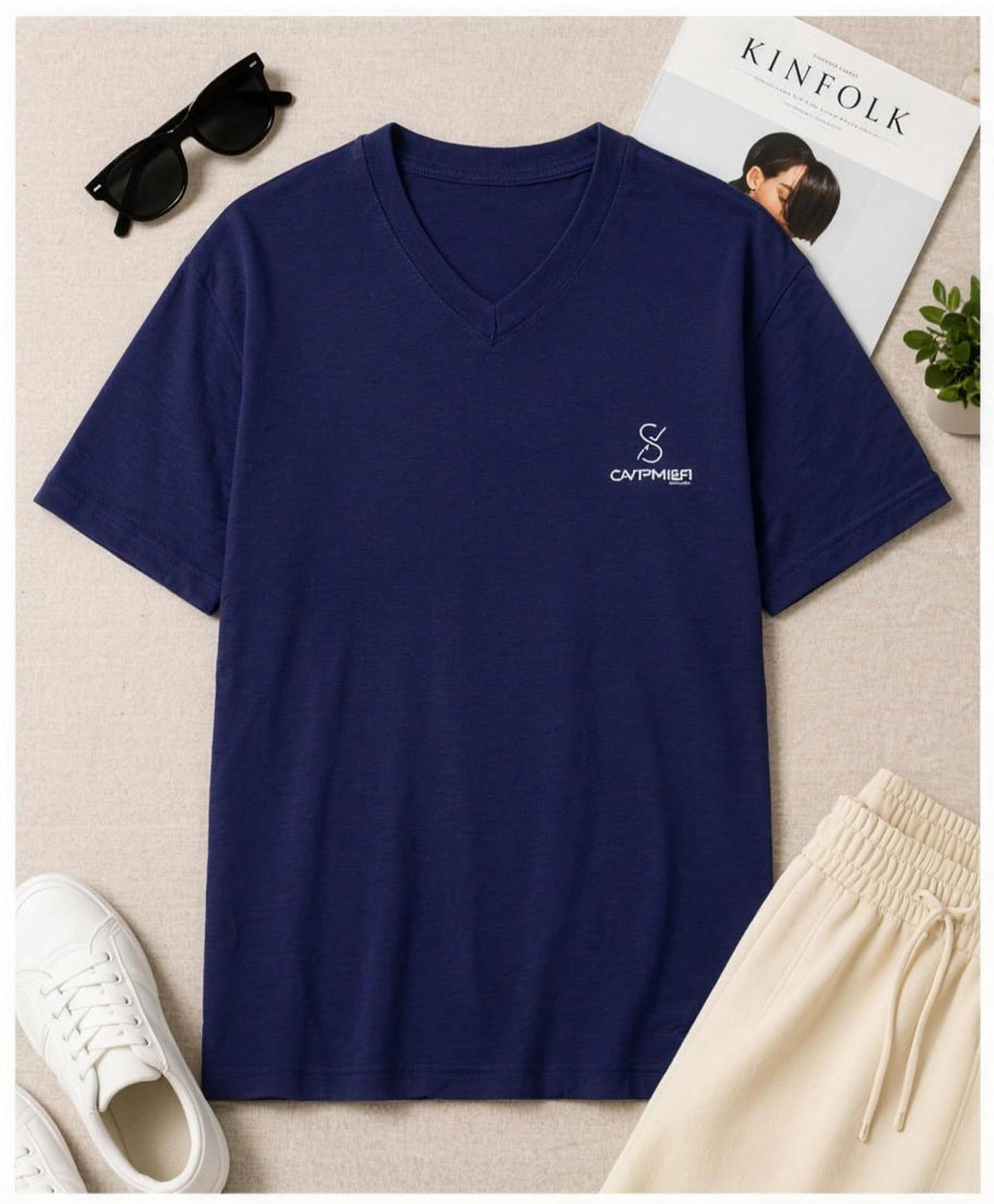 Plain Unisex V Neck T-Shirt