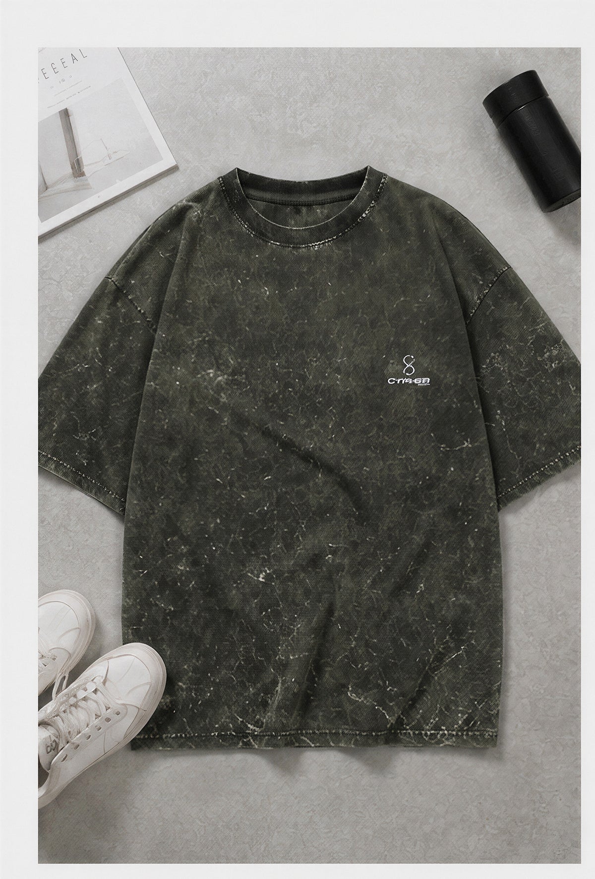 Plain Unisex Acid Washed Oversized Tee