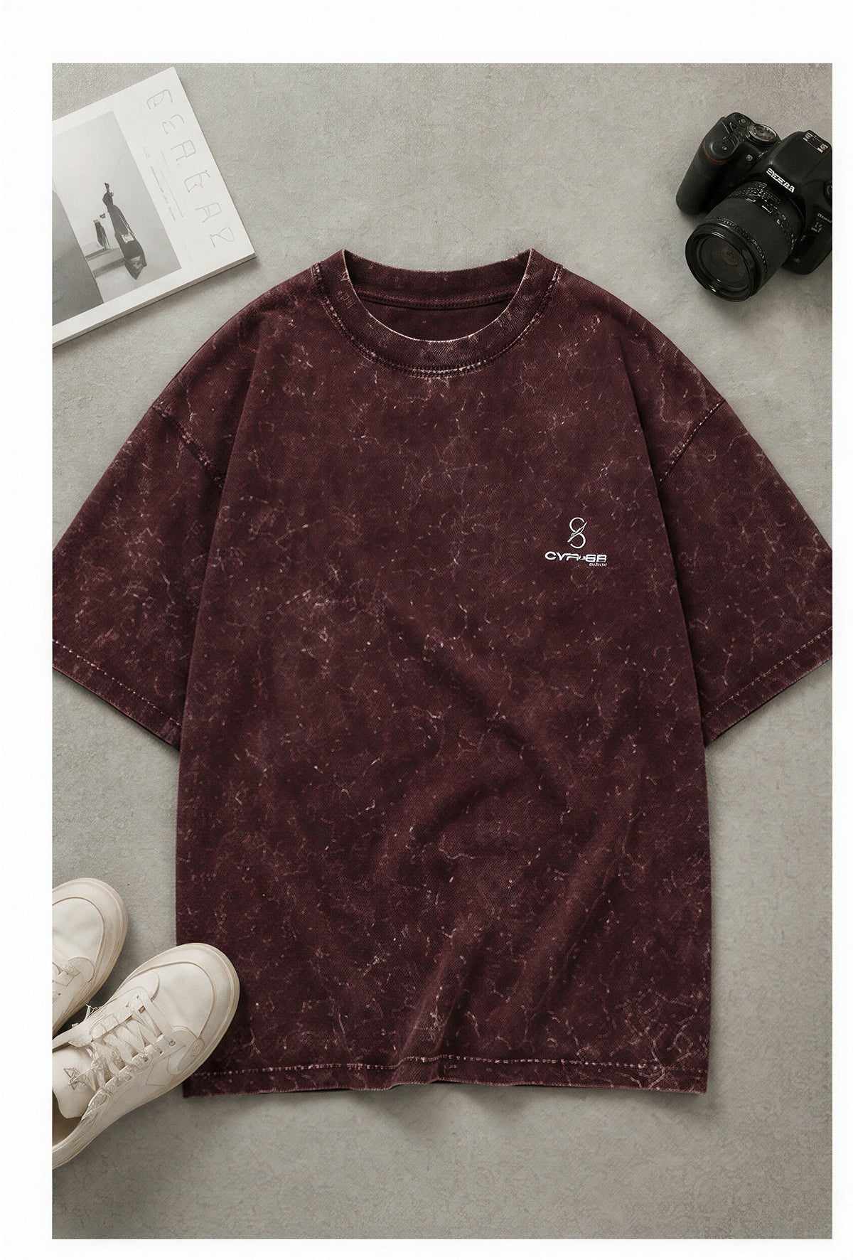 Plain Unisex Acid Washed Oversized Tee